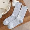 Spring and Summer Lightweight College Style Gathered Socks with Lace Edges - Versatile and Retro Striped Mid-Calf Women's Socks