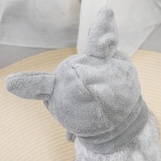 Comfortable Winter Dog Hat Scarf Coral Fleece Cat Headgear with Three-dimensional Ears Pet