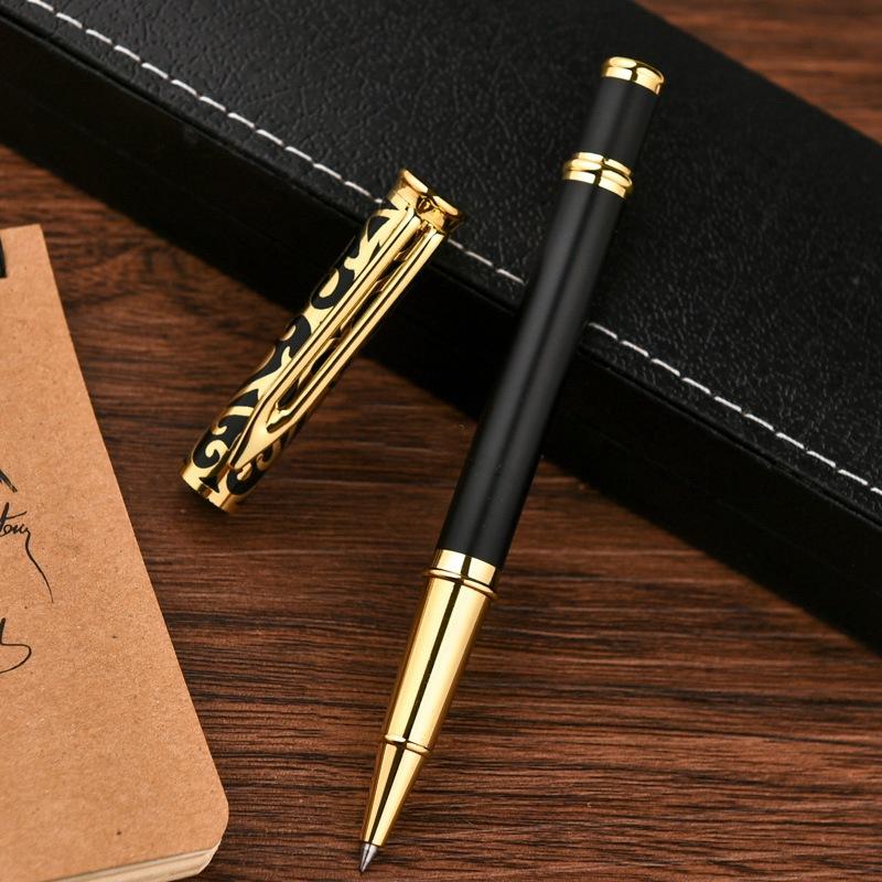 Black Business Gift Metal Signature Pen, School Office Stationery Writing Supplies Ballpoint Pen