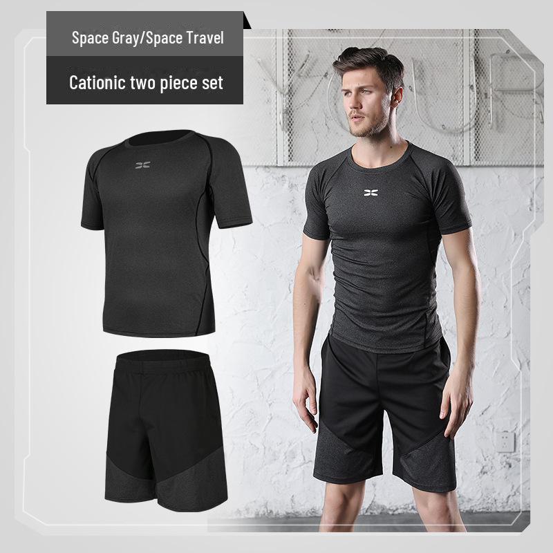 Men's Casual Fitness Running Suit: Shorts & Short-Sleeved Tights for Yoga & Training