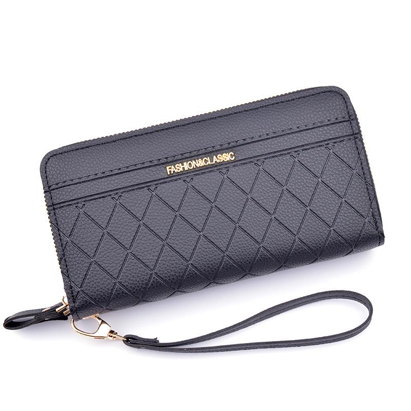 Women's Double Zipper Plaid Wallet - Large Capacity Clutch with Coin Purse & Phone Holder
