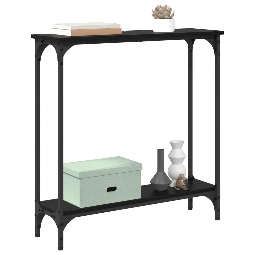 Console Table with Shelf Black Oak Effect 75 x 22.5 x 75 cm