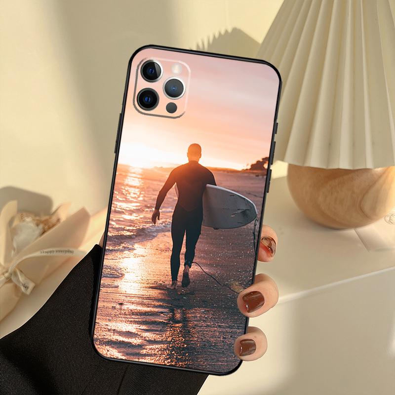 Surf Surfboard Case For iPhone 11 12 13 14 15 16 Pro Max Cover For iPhone 13 12 Mini XR X XS Max Plus