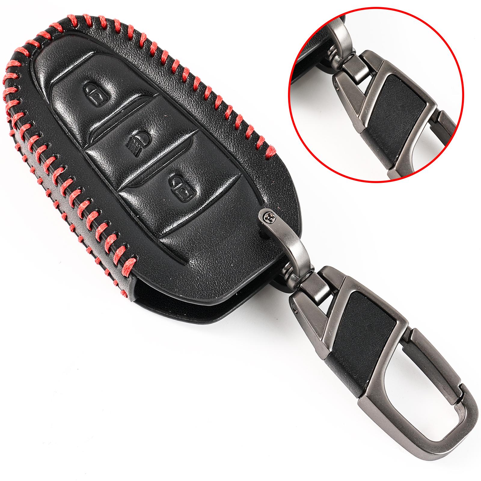 

For Peugeot 208 3008 5008 2008 DS5 DS3 Citroen X7 Remote PU Leather 2 3 4 Button Key Fob Chain Ring Cover Case Holder Protector чёрный