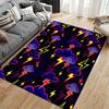 Colorful Lightning and Cloud Pattern Carpet, Dark Psychedelic Style Decor Suitable for use as an anti-slip for living room bedroom sofas