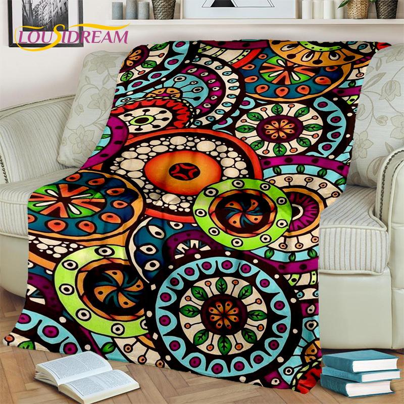 3D Mandala Bohemia Geometric Flower Blanket,Soft Throw Blanket for Home Bedroom Bed Sofa Picnic Office Hiking Leisure Nap Cover