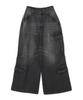 WEGO Vintage Wash Baggy Cargo Korean Dance Size Black Pants, Wide-Leg Trousers, Trousers, Bottoms, Streetwear, Casual, Style, Wear, Spring, Summer,