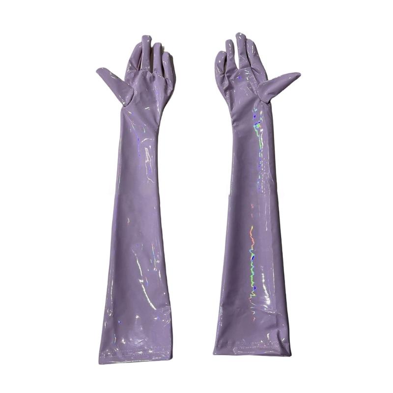 Stylowe Długie Rękawiczki ze Skóry PU dla Kobiet do Imprezowych Stylizacji Rękawiczki Czarownicy na Halloween na Wieczorne Gale i Maskarady