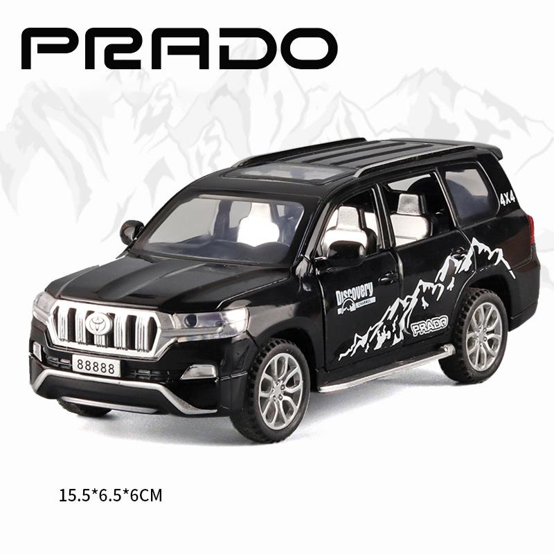 1/32 skala Toyota Prado Diecast bilmodell leketøy, tilbaketrekkende leketøy med lyd og lys for barn Småbarn Gutter Jenter Gavesamling