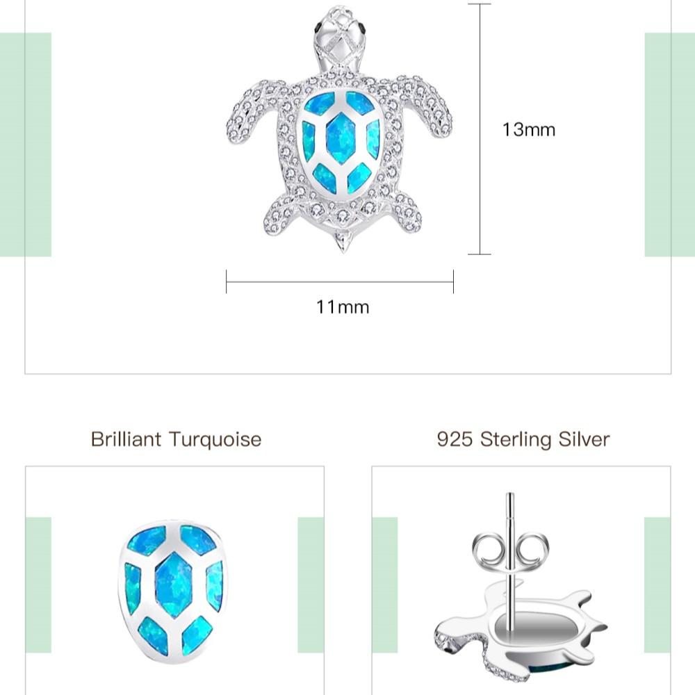 Damen Blaue Moissanit Schildkröten Ohrstecker Niedlicher Türkisfarbener Tierschmuck Ozean-Thema Brillantes Accessoire