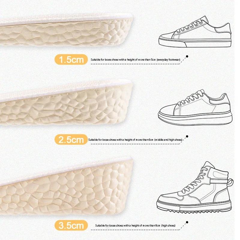 Boost Shock Absorption Sports Shoes Insole for Feet Height Increase Insoles Men Women 1.5cm/2.5cm/3.5cm Growing Shoe Pads 1Pair
