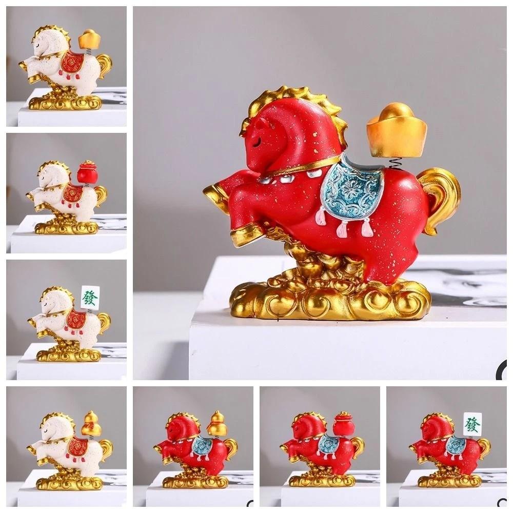 Chinese Style New Year Mascot Miniature Resin Zodiac Ornaments Gift Horse Figurine  Office