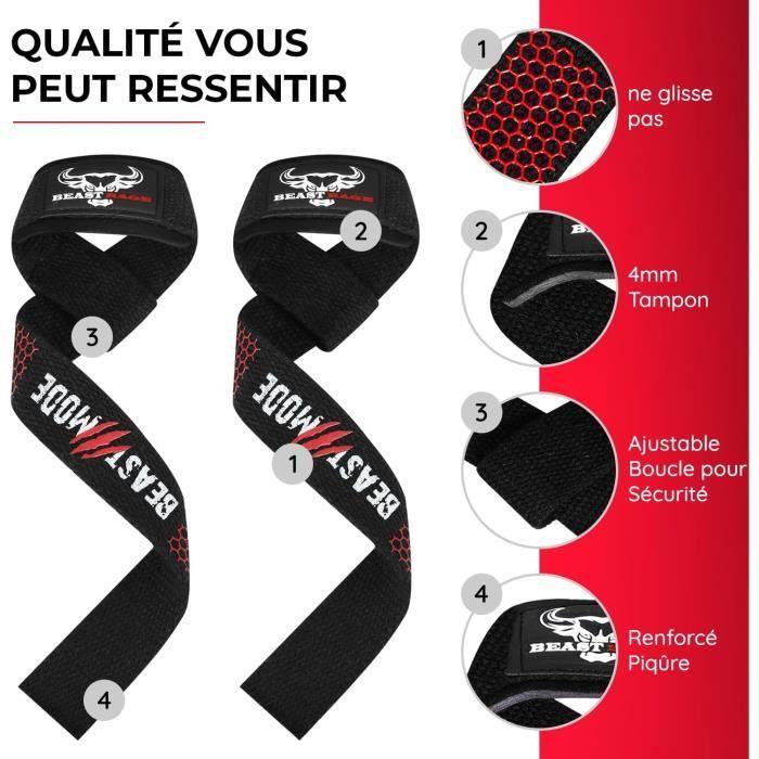 BEAST RAGE Sangles d'haltérophilie pour poignet rembourrées en coton avec support en gel robustes et antidérapantes Les sangl