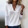 Camisa Henley de Manga Larga para Mujer Casual Holgada Botones Cuello en V Ligera Pulóver para Uso Diario