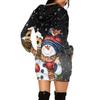 Women's Christmas Print Long-Sleeved Hooded Pocket Pullover Dress