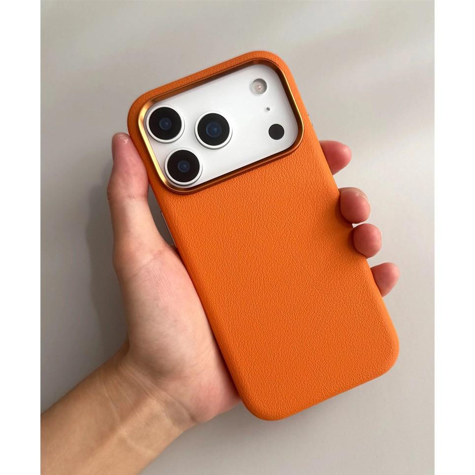 White Leather For Magsafe Magnetic Suction Case For iPhone 16 17 Pro Max Air With Camera AI Buttons Metal Lens Frame Slim Cover