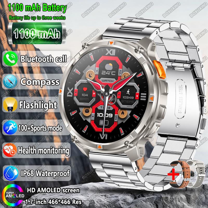 New Military T-Rex 3 Smart Watch Men 1100mAh Battery AMOLED  IP68 Waterproof Outdoor Compass Bluetooth CallSport Smartwatch