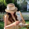 French Lace Woven Straw Hat Women's Summer New Seaside Beach Vacation Sunscreen Sunshade Flat Top Straw Hat