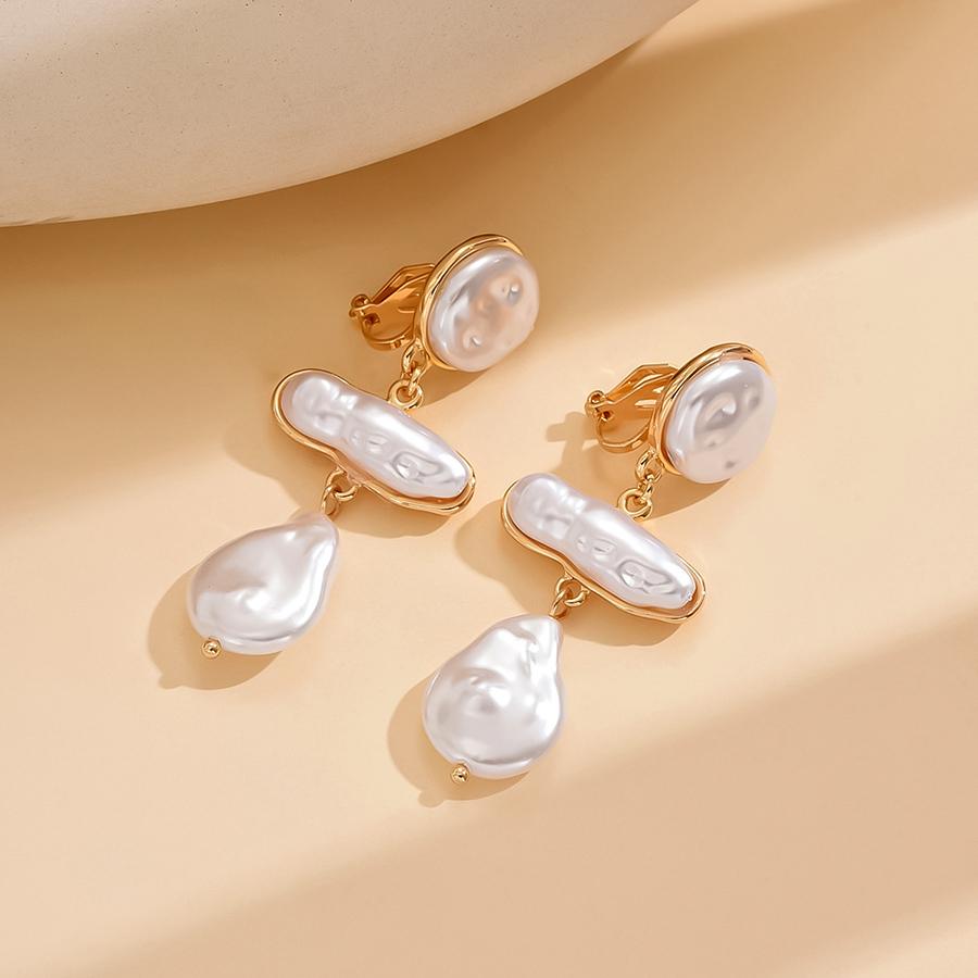 New Arrival Irregular Simulate Baroque Pearl Clip on Earrings for Women Mom Hyperbole Non Pierced Dangle Earrings Jewelry Gifts