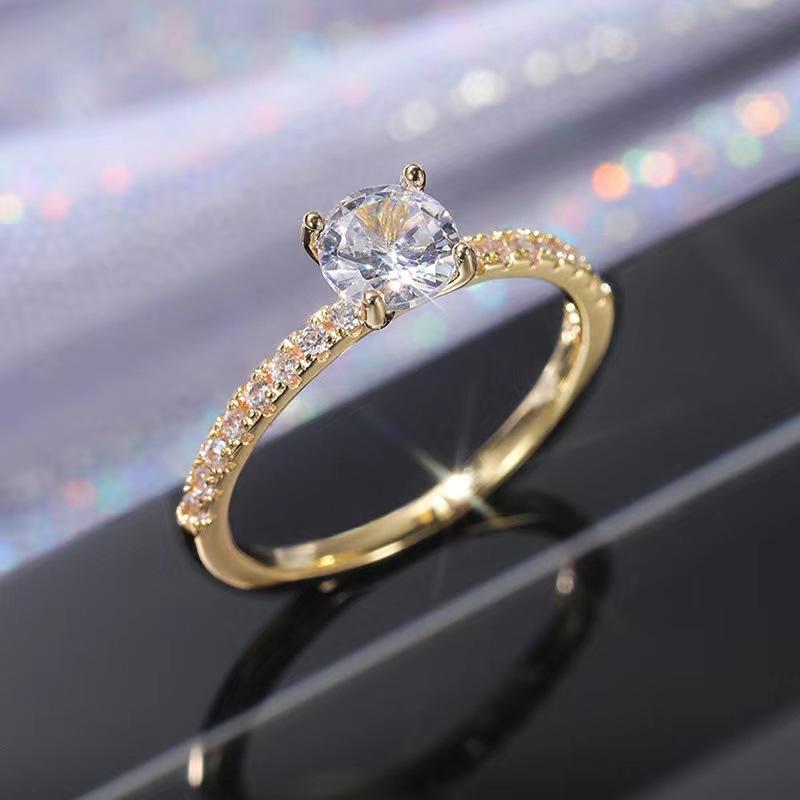 wish hot sale simple plated 925 silver simulation diamond ring zircon wedding ring