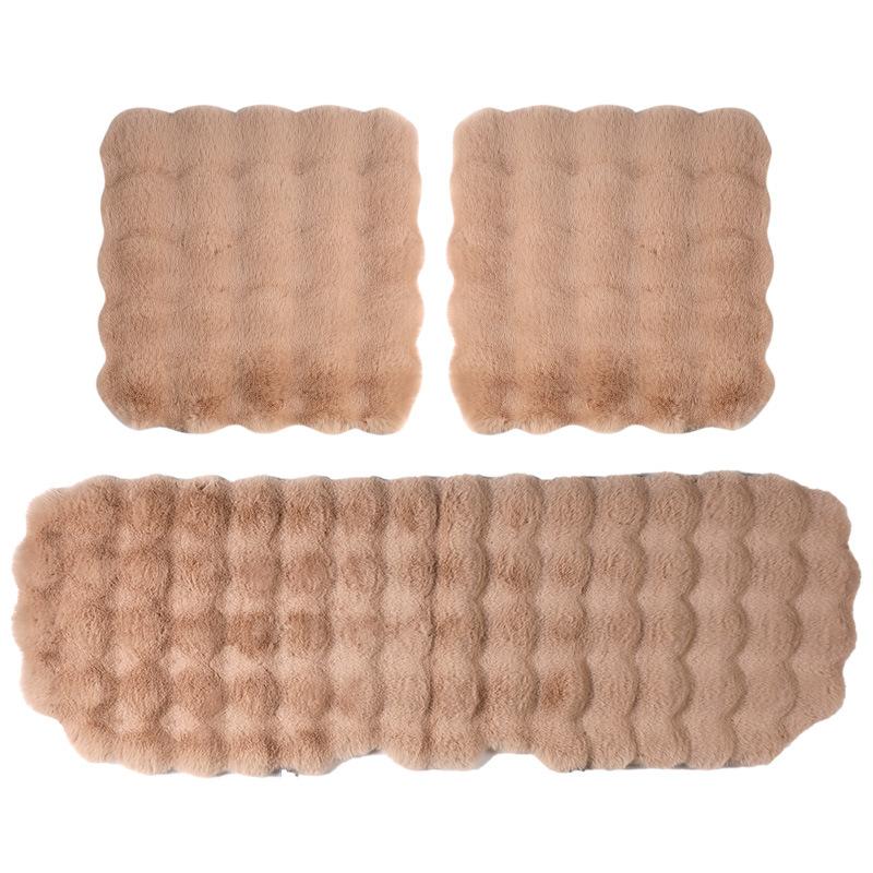 Luxury Thickened Plush Car Seat Cushion Set,Soft Protector Warm Faux Non-Slip Front And Back Seat Covers (3pcs)