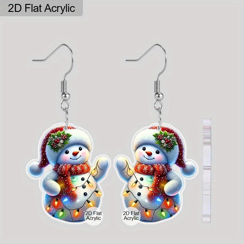 2 Pairs Cute Christmas Snowman Acrylic Earrings for Women Fashion Ice Cream Cup & Red Snowman Drop Earrings Christmas Earrings