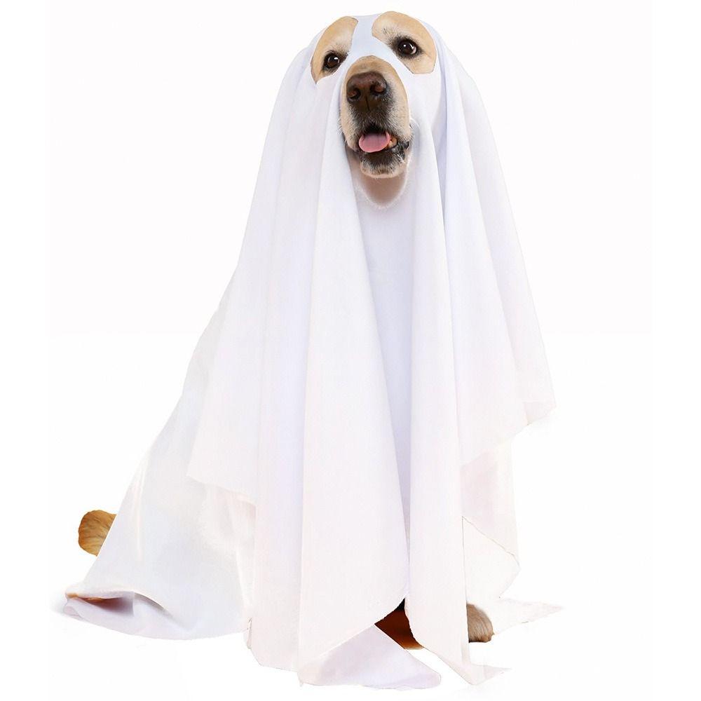 Funny Breathable Dog Ghost Cape Scary Decorative Ghost Dog Cloak Soft Pet Cosplay Clothes Halloween