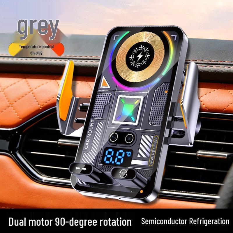 H6 kabellose Ladehalterung für das Auto mit drehbarem Bildschirm und Halbleiter-Kühlventilator