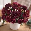 Multicolor Artifical Rose Flower Accessories Silk Petals Fake Floral Bouquet DIY Bridal Bouquet Simulation Peony Flower