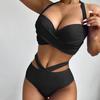 2024 European and American New Style High-Waisted Digital Print Bikini