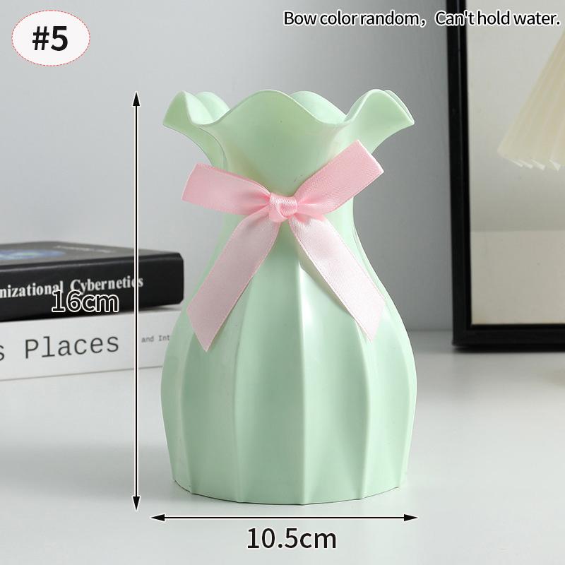 Imitation Ceramic Flower Vase Nordic Solid Color Plastic Dried Plants Vase Flower Arrangement Container Home Living Room Decor