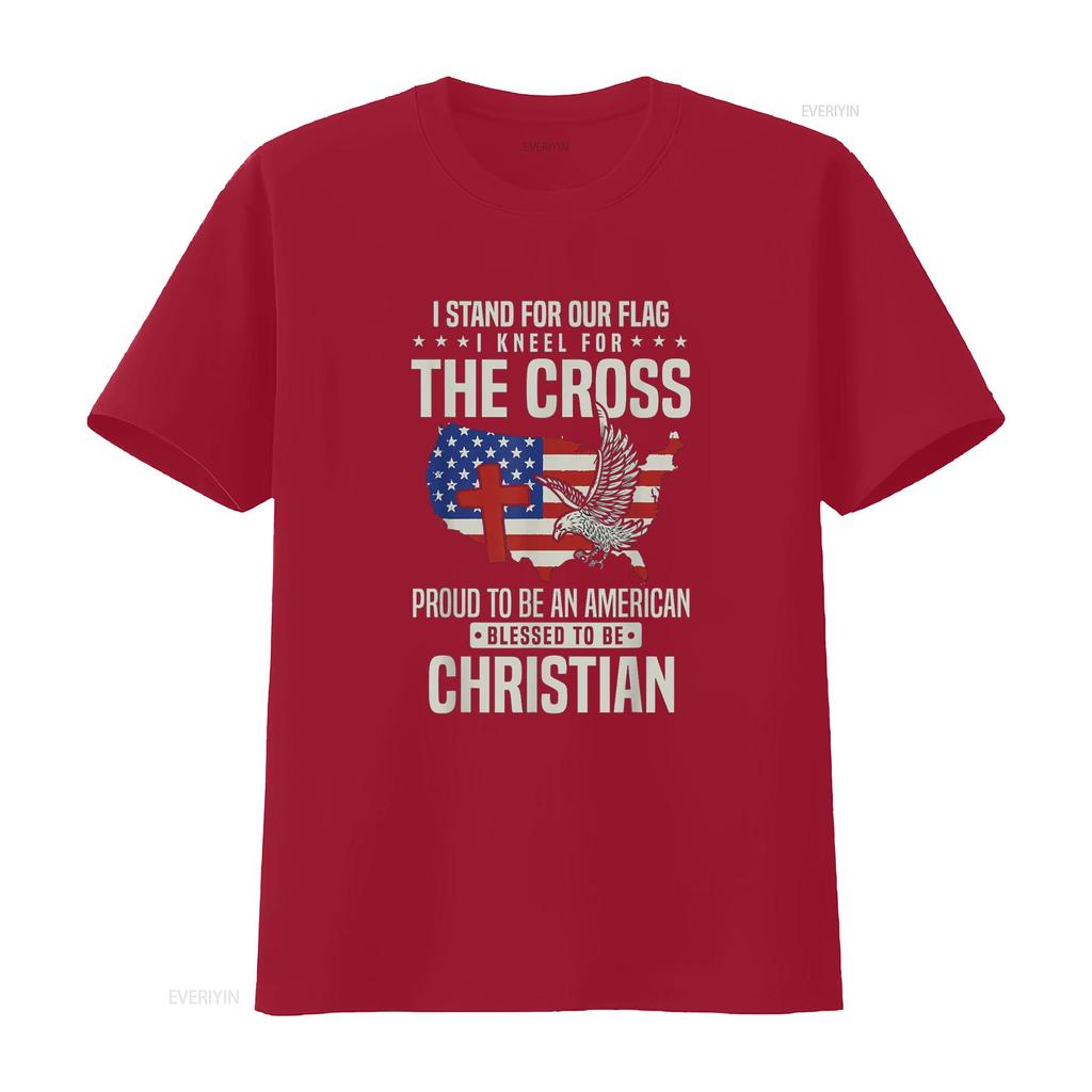 I Proudly Stand For The Flag And Kneel Cross T Shirt vintage Washed Soft Slightly Stretched Versatile fashion Casual