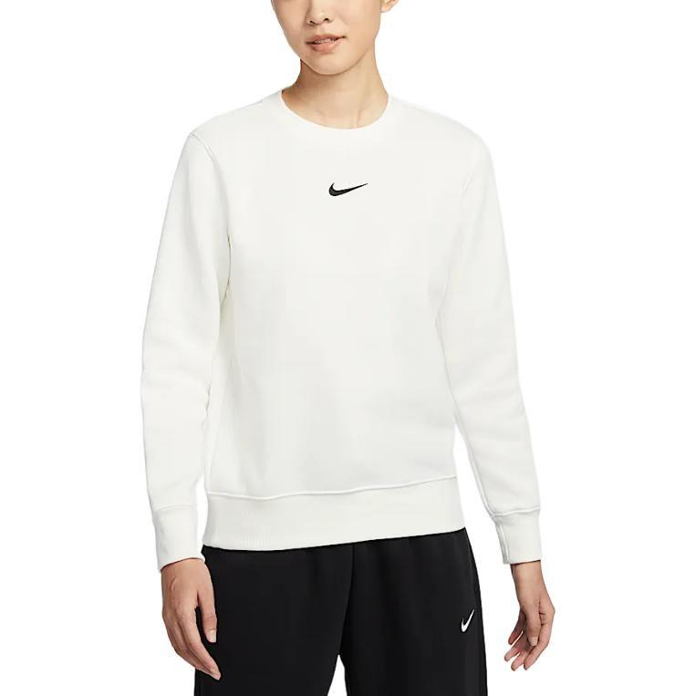 Nike Sportswear Phoenix Fleece Lined Crew Neck Athleisure Long Sleeved Sweatshirt Women's Canvas White/Black DQ5752-133