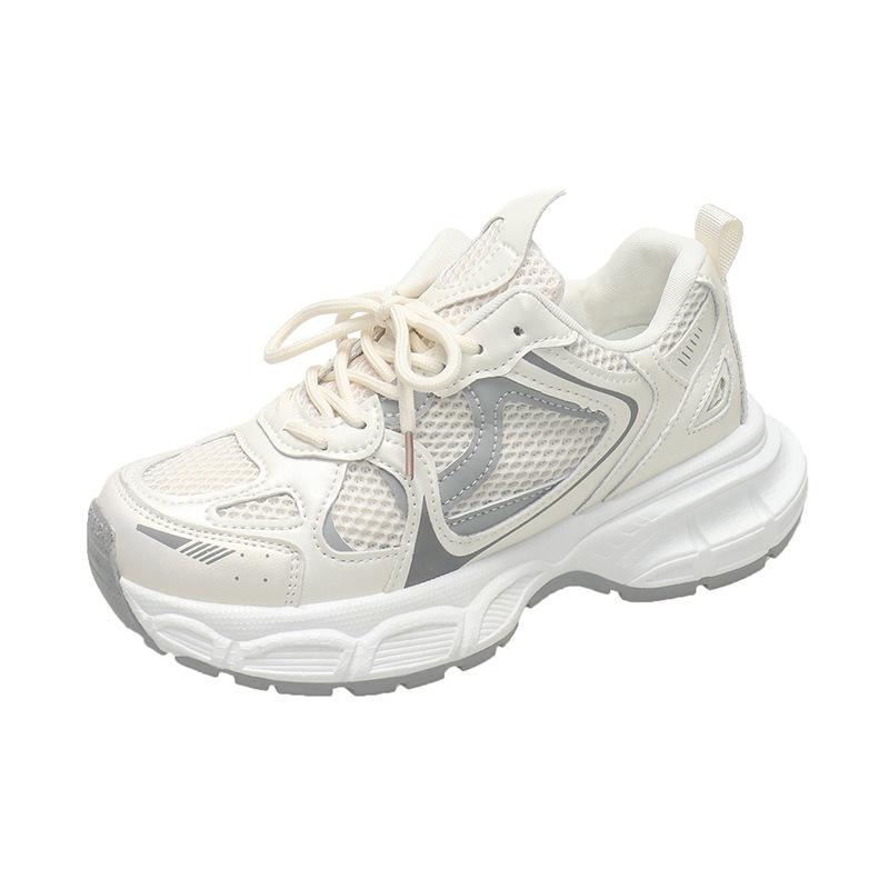 

Европейская станционная платформа папины кроссовки женские 2025 лето новая мода увеличивающие рост студенческие сетчатые дышащие повседневные спортивные туфли 35 бежевый