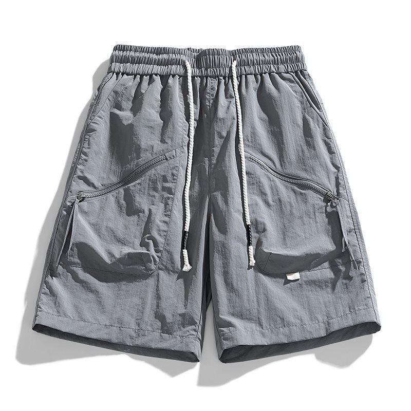 

2025 Men s Quick-Drying Ice Silk Beach Shorts - Loose, Comfortable, Breathable, Solid Color, Korean Style L серый