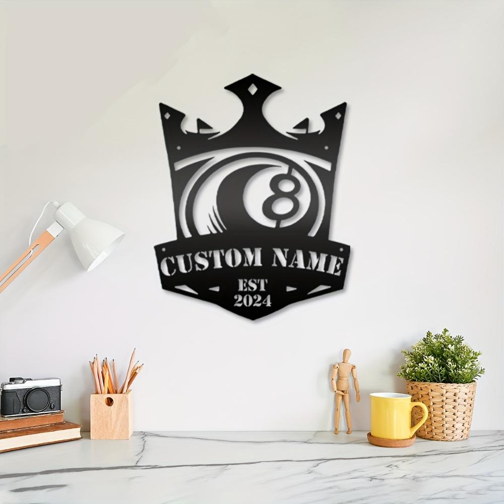 Metal Billiards Wall Art, Pool Game Room Decor, Iron Sculpture for Home, Unique Housewarming Gift