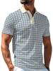 Men's Outdoor Polo Shirt, Available in Multiple Sizes, Plaid Print, Stylish and Comfortable. This Men's Top Is Suitable for Hiking and Outdoor