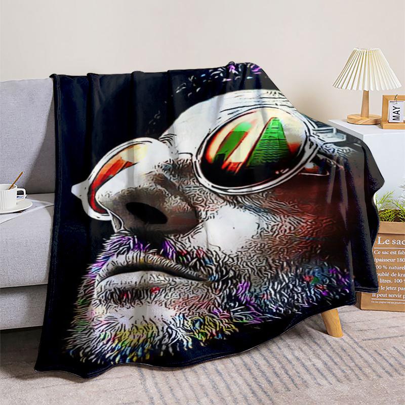 Vintage Color Portrait of a Human Face Flannel Printed Blanket Suitable for All Seasons for Living Room Office Sofa and Travel