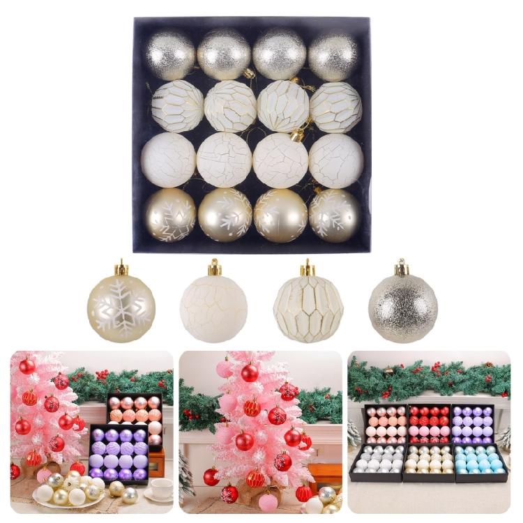 16pcs Christmas Sphere Ornament Collections Unique Christmas Tree Hanging Baubles Ornament For Seasonal Atmosphere