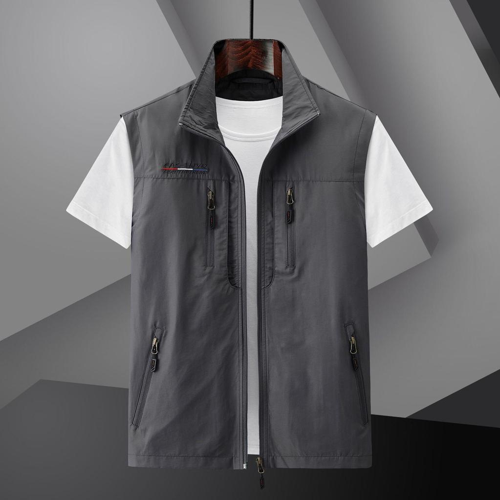 Men's Spring/Summer Outdoor Quick-Dry Vest Autumn Multi-Pocket Sleeveless Lightweight Workwear Jacket