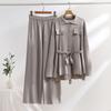Fashionable Simple Comfortable Two-piece Suit Solid Color Loose Top High-waist Wide-leg Pants Set