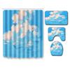 Fashion Textured Bathroom Shower Curtain Floor Mat Toilet Cover Foot Mat Four-Piece Set
