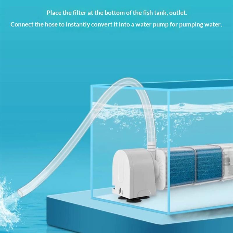 6 In1 Aquarium Filter Pump Fish Tank Submersible Silent Air Oxygen Aerator Filter Internal Water Pump Aquarium Wave Maker 220V