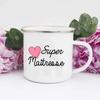 French Super Teacher Print Mugs Creative Coffee Cups Drinks Water Milk Cup Enamel Mug School Home Handle Drinkware Teacher Gifts