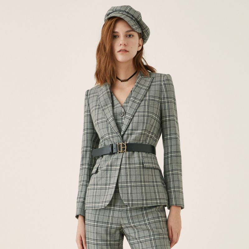 

Obeg Новинка Клетчатый Профессиональный Костюм Верхняя Одежда Light gray grid 155/XS/34