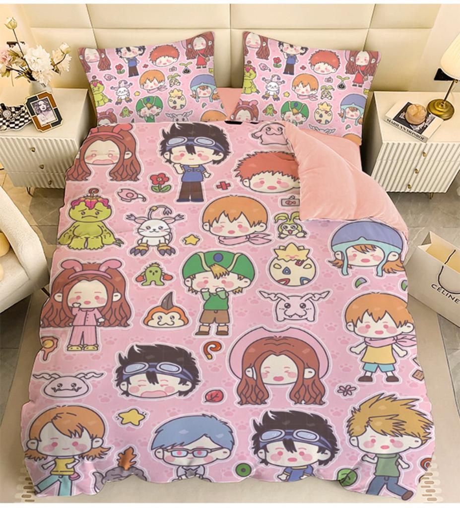 Anime Digital-monsters Bedding Set Digimon Duvet Cover and Pillowcases Unfilled Single Double Bed Adult Boy Girl Gift