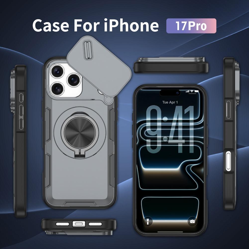 Magnetic Sliding Window Phone Case for IPhone 12 13 14 15 16 17 Pro Max Wireless Charging Electroplated Protective Case
