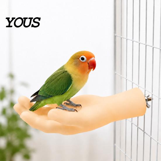 Cockatiel Resting Platform Hand-Shaped Parrot Perch, Realistic Hand Stand with Screw Fastener, Bird Training Perch for Birds Cage Budgie