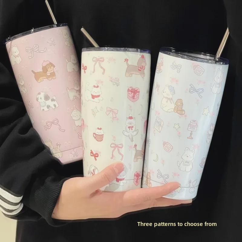 Cană Termos Graffiti Nouă 2024 - Capacitate Mare, Tricoloră, Oțel Inoxidabil, Design Portabil pentru Cupluri