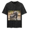 Elephant Mom And Babies Tshirt High Elasticity Sports Tshirt
